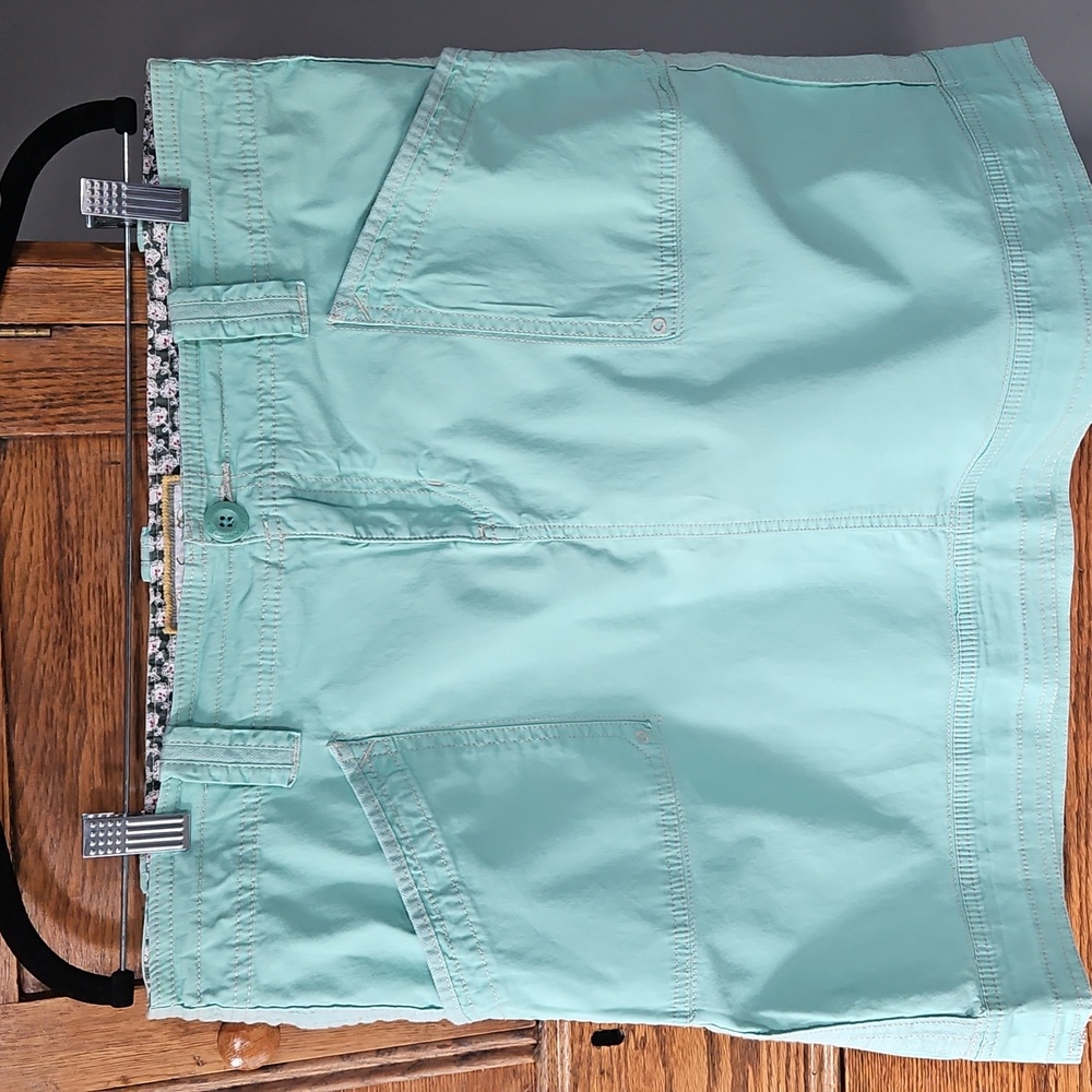 🌿 Aventura Seafoam Green Flat Front Shorts Lightweight Organic Cotton